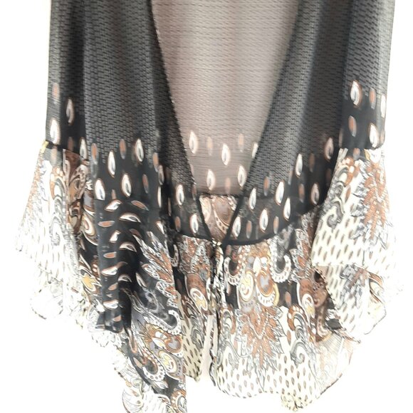 Plus Size 1x Umgee Black and Brown Sheer Vest with Elegant Design - Picture 9 of 12